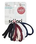 Scunci Everyday & Active Work Out Chill Out Super Stretch Comfy, 12 count Elastics, Black, Plum Pink, Blue, White