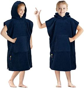 SUN CUBE Kids Changing Robe Surf Poncho, Kids Beach Towels, Hooded Towel for Toddler Bath Pool, Microfiber Quick Dry Wearable Towel Poncho with Hood, Swim Towel for Boys Girls 3-7 Years, Navy Blue