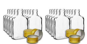 DIAH DO IT AT HOME 24 pocket flask bottles 100ml with GOLD screw caps for wine, whisky or spirits