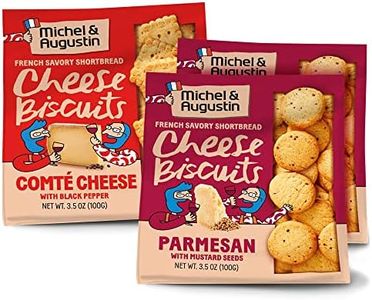 Michel et Augustin Cheese Crackers, Variety Pack: 2 Parmesan and 1 Comté Cheese, Crispy Gourmet Snacks, Savory Snacks Party Crackers, 3-Pack, 3.5 oz. Bags