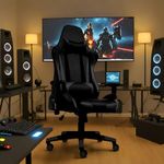 ROSE® Up Gamer Multi-Functional Ergonomic Gaming Chair with Lumbar Support | Adjustable Back Rest | Adjustable Arm Rest | Office/Work from Home | High Back Chair (Black)