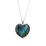 Natural Labradorite Heart Shaped Pendant Healing Crystal Gemstone Heart Pendant for Women & Men Stone Charms for Jewellery (Pack of 1)