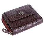 HAMMONDS FLYCATCHER Wallet for Women - Genuine Leather Ladies Wallet - Croc Brown - 14 Card Slots - RFID Protection - 3 ID Card Slots - Women's Wallet - Button Closure -Daily Use, Women Money Purse