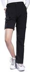 Hiauspor Hiking Pants Women Convertible Lightweight Zip Off Pants Quick Dry Outdoor Stretch Pants UPF 50+ (Black, X-Small)