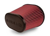 Airaid 721-472 Universal Clamp-On Air Filter: Oval Tapered; 6 in (152 mm) Flange ID; 9 in (229 mm) Height; 10.75 in x 7.75 in (273 mm x 197 mm) Base; 7.25 in x 4.25 in (184 mm x108 mm) Top