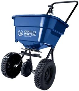 Charles Walters Equipment CW1000 Homeowner Broadcast Spreader for Spreading Fertilizer and Ice Melt on Lawns, Sidewalks, and Driveways, 65lb Capacity, 33" x 35"