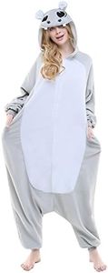 CANASOUR Polar Fleece Adult Hippo Anime Unisex Women's Onesie Pajamas (Large, Grey)