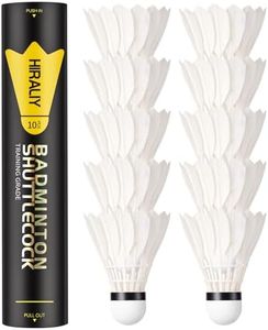 HIRALIY 10 Pack Goose Feather Badminton Shuttlecocks, Feather Badminton Birdies with Composite Cork Head, Stable Flight Badminton Balls for Indoor Outdoor Practice, Backyard Games and Club