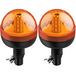 Justech 2PCs 40LEDs Amber Rotating Flash Beacon Flexible DIN Pole Mount Warning Light