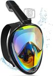 UKON Snorkel Mask Full Face Foldable Snorkel Tube 180 View Anti-Fog Anti-Leak for Swimming Snorkeling Scuba Diving Mask Adult Men Women(Dazzle Black, L/XL)