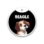 Pawsindia Personalized Aluminium Dog Name Tag, Customized Pet Id Tag For Dogs With Double Side Waterproof Print, Beagle-Black, 4 Cm X 4 Cm