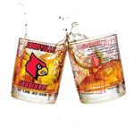 University Of Louisville Whiskey Glass Set (2 Low Ball Glasses) - Contains Full Color Louisville Cardinals Logo & Campus Map - Cardinals Gift Idea for College Grads & Alumni - College Glassware