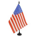 United States Table Flag 5'' x 8'' - USA - US - American Desk Flag 21 x 14 cm - Black plastic stick and base - Drapeau Etats-Unis AZ FLAG