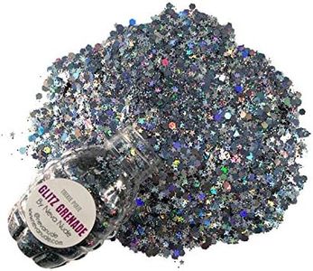 Neva Nude Face and Body Glitter Keychain - Chunky Loose Glitter for Festivals, Raves, and More | Cosmetic Grade | Super Sparkly (Trixie Pixie Gunmetal Holographic Glitz Grenade)