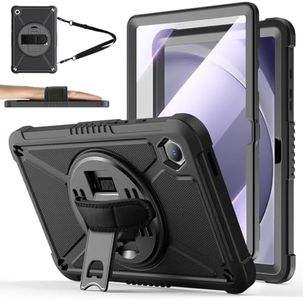 ZtotopCases for Samsung Galaxy Tab A9+ / A9 Plus 11'' 2023 (SM-X210/X216/X218), Shockproof Hard Duty Case with Screen Protector+360 Rotating Hand Strap&Stand+Shoulder Strap for Tab A9+ Tablet, Black