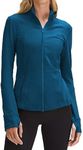 PINSPARK Women's Athletic Jacket Workout Running Jackets Zipper Active Tops Slim Fit Sportswear Dark Blue XXL