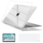 EooCoo Compatible with MacBook Air 13 inch Case 2021 2020 2019 2018 Release A2337 M1 A2179 A1932 with Retina Display, Air 13.3 inch Case + TPU Keyboard Skin+ Screen Protector,Crystal Clear