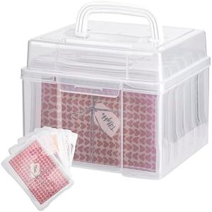 Joelver Maker 5" x 7" Photo Storage Box - 6 Inner Acid-Free Photo Cases, Seed & Craft Organizer for Cards, Pictures, Stamps & Office Supplies (Clear)