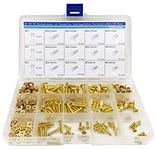 Huzstar M3 M4 M5 Phillips Brass Countersunk Head Machine Screws Nuts Washers Assortment, Copper