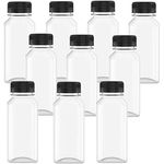 10 Pack Plastic Juice Bottles, Empty Filling Beverages Container Bottle with Black Tamper Resistant Cap, for Homemade Beverages, Milk, Smoothie, Fruit and Vegetable Juicing(8 Oz)