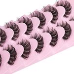 Goddvenus Lashes Natural Look Curly Eye Lashes Strip That Look Like Extensions 16mm Clear Band Fluffy Fake Eyelashes D Curl 3D Short Volume Cat Eye Lashes Pack 7 Pairs