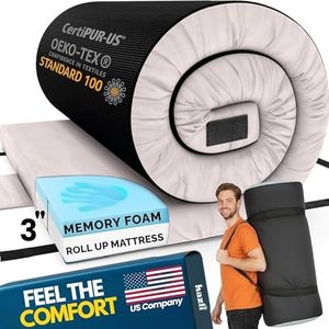 Hazli Matrix Comfort-Cell Memory Foam Camping Mattress Pad - Roll Up Mattress for Adults - Portable Cot Sleeping Pad for Camping - Floor Mat or Bed Roll for Car, SUV - Twin 75" X 36" X 3"