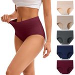 INNERSY Knickers for Women Cotton Postpartum Underwear Ladies High Waist Full Briefs Multipack 5 (16, Late Autumn)