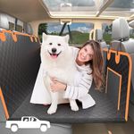 Toffos Dog Car Seat Cover for Trucks, Large Hard Bottom Load Back Seat Extender and Dog Car Hammock Protector for Truck F150, Silverado, RAM 1500 Crew Cab, GMC Sierra (Black)