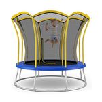 SPOTRAVEL Outdoor Trampoline, 8FT/10FT Trampoline with Enclosure Net, Safety Pad and Galvanized Steel Springs, Recreational Trampoline for Kids & Adults (8FT, Yellow)