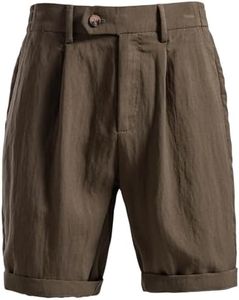 Linen Shorts for Men,Mens Shorts Casual 5 Inch Stretch Waist Button Short Golf Pants Breathable Summer Clothes with Pockets,Summer Outfits,Beach Vacation,Office,Work,Casual Everyday Wear,Golf,Yoga