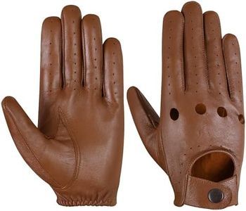 Men's Classic style quality Soft Lambskin Leather Driving & Fashion Gloves (M, Tan)