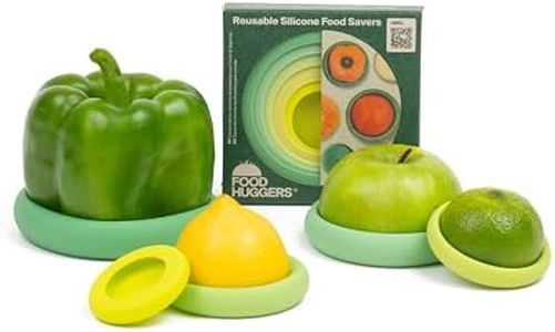 Food Huggers 5pc Reusable Silicone Food Savers | BPA Free & Dishwasher Safe | Fruit & Vegetable Produce Storage for Onion, Tomato, Lemon, Banana, Cans & More | Round, Sage Green