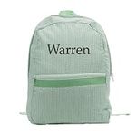 ZYMECH Personalized Embroidered Kids Backpack Custom Toddler Seersucker Backpack Personalized Monogrammed Backpack Kid's Custom Backpack Back To School Preschool Book Bag (Green)