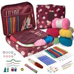 BLESSORA - Crochet Kit for Beginners Adults 59 Pcs All-in-One Crochet Kit, Premium Crochet Hook Set, Starter Yarn & DIY Crochet Supplies for Learning & Crafting.