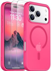 SPIDERCASE Designed for Phone 17 Pro Case, Magnetic Translucent [2 Tempered Glass Screen Protector] [Camera Protection] Anti-Fingerprint Anti-Scratch, Hot Pink