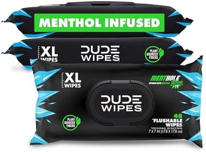 DUDE Wipes MentHOLE XXtreme Flushable Wipes - Menthol Infused Extra-Large Adult Wet Wipes - 3 Pack (144 Count) - Infused with Menthol for a Cooling Sensation - Septic and Sewer Safe