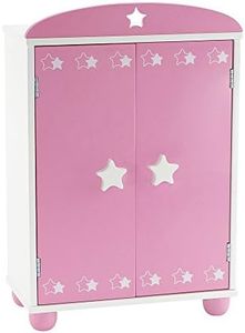 14 Inch Doll Clothes Closet Armoire Wardrobe, Includes 5 14" Doll Clothes Hangers | Fits American Girl Wellie Wisher Dolls