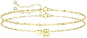 Gold Initial B Layered Bracelet Let