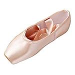 Harilla Ballet Pointe Shoes Satin Upper with Ribbon Dance Flat Sole Toe Shoes, 38