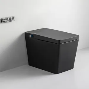 WinZo Black Smart Toilet with Bidet Built in, Tankless Bidet Toilet with Heated Seat, Auto Flush/Auto Open/Close, Instant Warm Water & Dryer, Night Light, LED Display for Modern Bathroom, Matte Black
