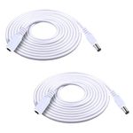 XINYUWIN 2 Pack 12ft/3.6M 2.1mm x 5.5mm Male to Female DC Extension Cable 20AWG White for 5V 12V 24V Wireless Security/CCTV/IP Camera Standalone DVR, LED Strip String Light, Vive VR Base Stations