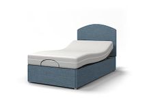 Backcarebeds Majestic Individual (3Ft' 6Inch Large Single) Electric Adjustable Bed Comes with Memory Foam Mattress & Quiet Motors | Mobility Beds | Headboard 1A in Woven Denim Colour