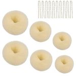 6 Pcs Hair Donut Hair Doughnut Bun Doughnut Blonde Donut Bun Rings Bun Maker Set with 20 Pcs U-Shaped Hair Pins for Girls Kids and Women