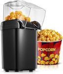 DRUMSTONE (𝐍𝐄𝐖 𝐖𝐈𝐓𝐇 𝟏9 𝐘𝐄𝐀𝐑𝐒 𝐋𝐈𝐌𝐈𝐓𝐄𝐃 𝐖𝐀𝐑𝐑𝐀𝐍𝐓𝐘) Healthy Oil-Free Black Popcorn Maker – Mini Hot Air Popcorn Machine for Quick & Healthy Snacks at Home