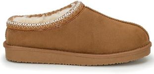 Polar Women s Slippers Faux Suede, Flexible Waterproof Anti Slip Rubber Sole With Memory Foam, Aztec Fluffy Faux Fur Lined Slip Ons, Winter Ladies Walking Shoes for Indoor & Outdoor - Chestnut UK 6