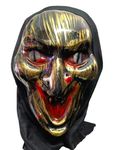 LUDALY Scary Horror Comic Face Mask For Halloween Party fancy dress Costume Ball Dance Party etc. (Pack Of 10, Gold & Black)