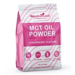 Neutra Leaf Pure MCT Oil Powder I Medium Chain Triglyceride Oil Powder | Clean Energy Fuel | Pure MCT 5g with C-8 & C-10 I Vegan & Keto Friendly | Strawberry Flavour - 250 Grams - 35 Servings