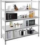 GarveeTech Stainless Steel Shelves,48x19x72 in Storage Shelf 5-Tier Heavy Duty Storage Rack Shelving Capacity Shelf Unit for Kitchen Garage Office Restaurant Warehouse