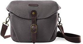 bagsmart Camera Bag Canvas SLR DSLR Case Padded Shoulder Bag with Rain Cover for Day Trip, Travel (Gray)