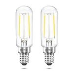 Bonlux Cooker Hood Bulbs, 4W E14 Extractor Fan Light Bulb, T25 Tubular Filament Bulb SES LED Appliance Lamp 40W Incandescent Replacement Small Edison Screw Bulb Cool White 6000K (2-Pack)